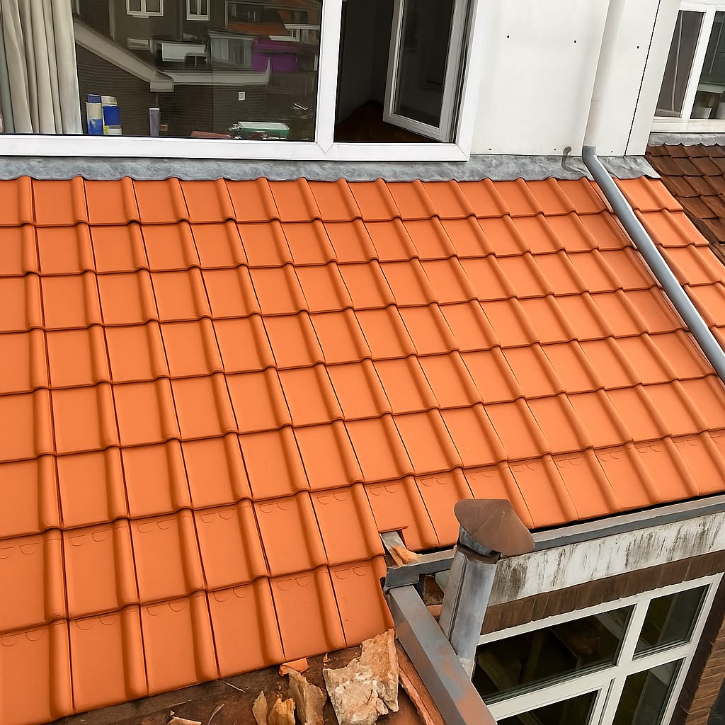 Nieuw gelegd pannendak met strak loodwerk door J. Dakonderhoud